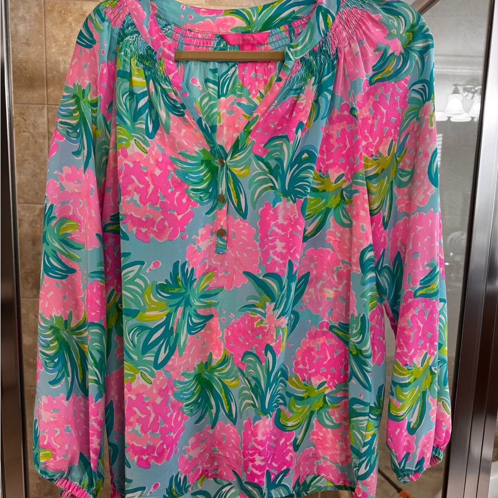 Lilly Pulitzer Floral Pink and Green Women's Top